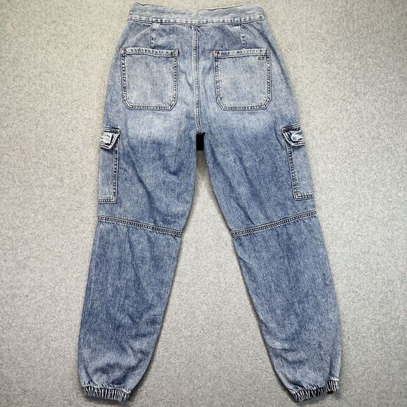 American Eagle Cargo Jogger Jeans Women’s 0 Regular Light Wash Denim 2765 - Picture 7 of 13